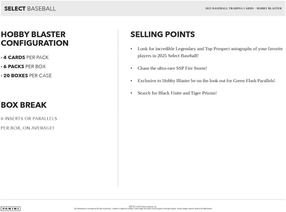 2025 Panini Select Baseball Hobby Blaster Trading Card Box (Chase Hobby Blaster Exclusive Green Flash Parallels) - Image 3