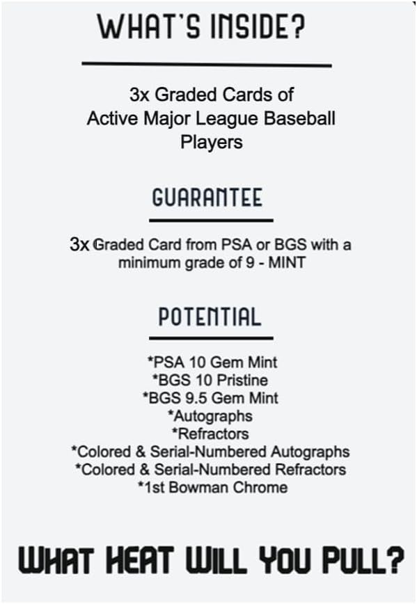 Three Graded Baseball Cards Gift Box: MLB Edition │Three Premium PSA/BGS Graded 10, 9.5 or 9 Cards │Potential Rookie Autographs & Numbered RC Refractors│Gift for Baseball Fans│by Slabs of Heat - Image 5