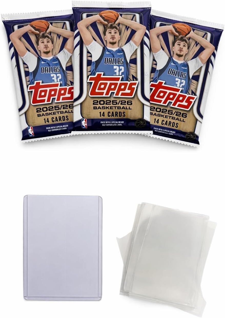 Topps 2025/26 Basketball Trading Card Bundle, 3 Factory Sealed Packs with 42 Cards Total, Includes 10 Penny Sleeves and 1 Top Loader - Image 3
