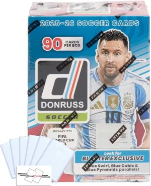2025-2026 Donruss Road to World Cup Soccer Blaster Box with 90 Total Trading Cards + 6 Toploaders and StreetCards Magnet! Look for Kaboom!