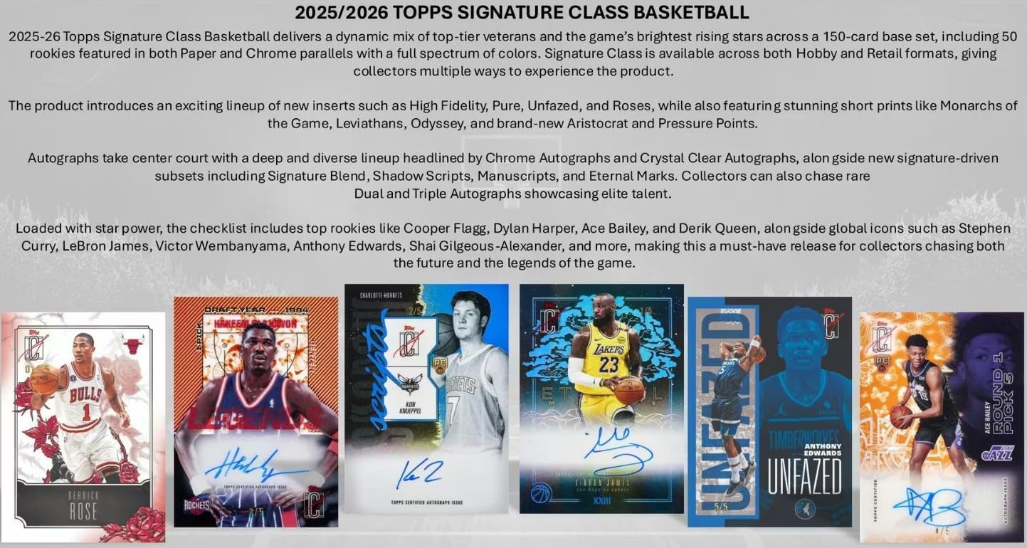 NEW 2025-26 SIGNATURE CLASS Basketball Card MEGA Box - 80 Cards, Chance for Chrome Autographs! - Image 3