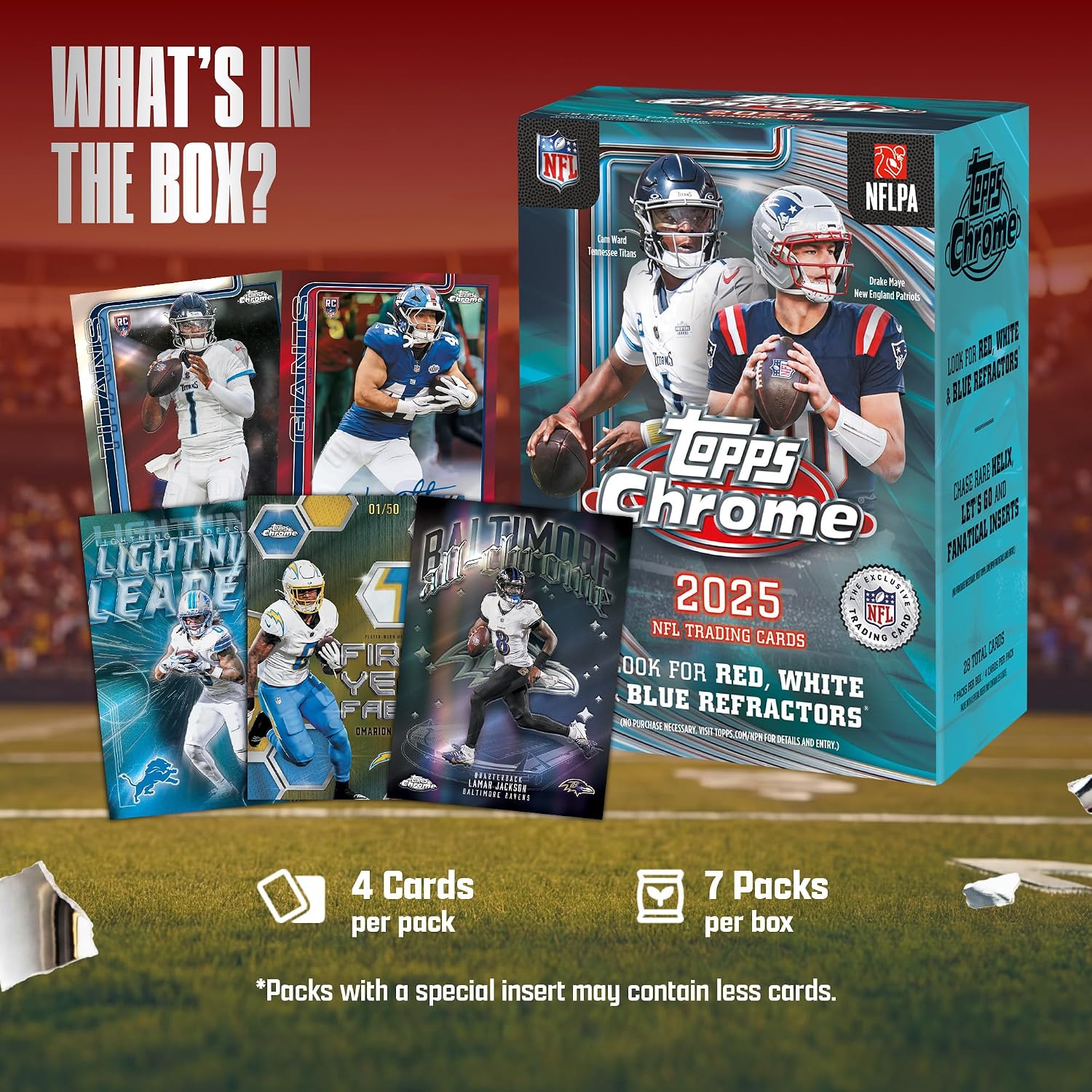 2025 Topps Chrome NFL Football - Factory Sealed - Value Box - Image 9