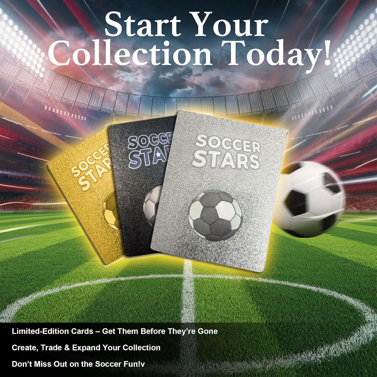 Soccer Trading Cards 2026-27 | 3 Packs - 33 Collectible Cards for Fans & Players Black, Gold & Silver Soccer Mystery Cards Packs Different Cards in Each Set - Try & Collect Them All - Image 6