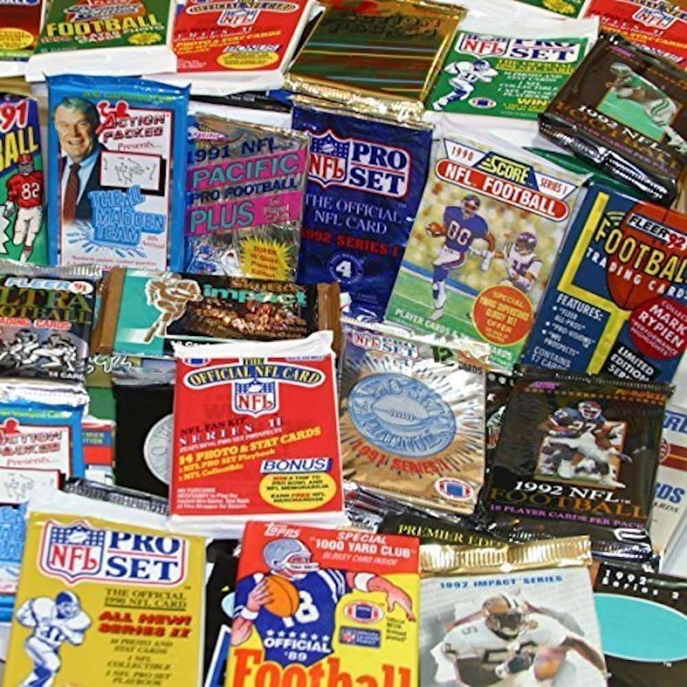 100 Vintage Football Cards in Old Sealed Wax Packs - Perfect for New Collectors - Image 2