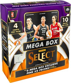 2025 Panini Select WNBA Basketball Retail Mega Box, 40 Trading Cards, 10 Packs, Pink Ice Prizms, WNBA Collectible Cards