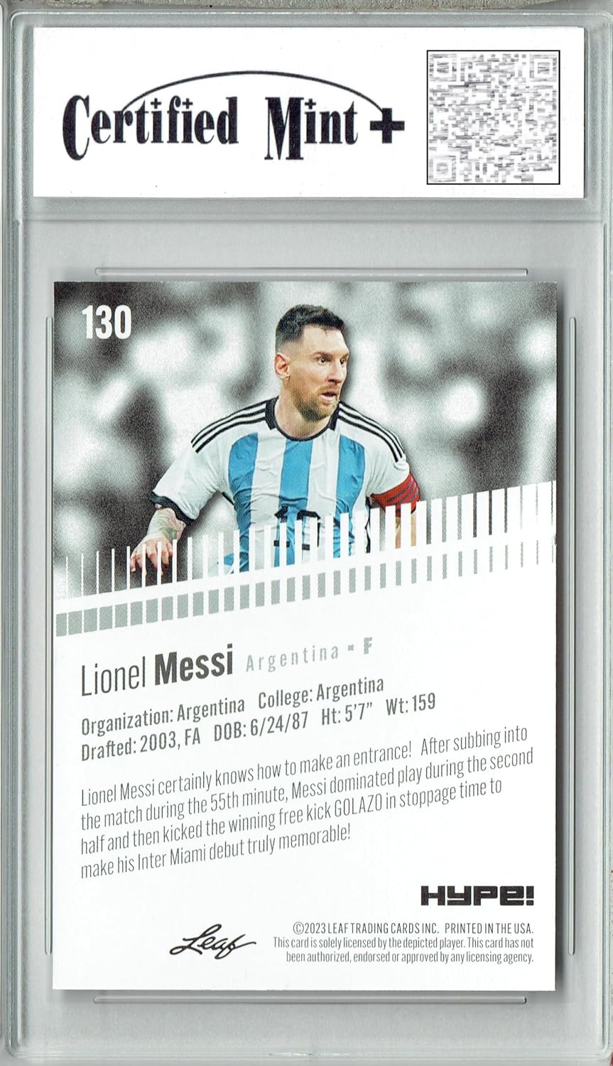 Certified Mint+ Lionel Messi 2023 Leaf HYPE #130 Only 5000 Made Rare Trading Card Argentina - Image 2