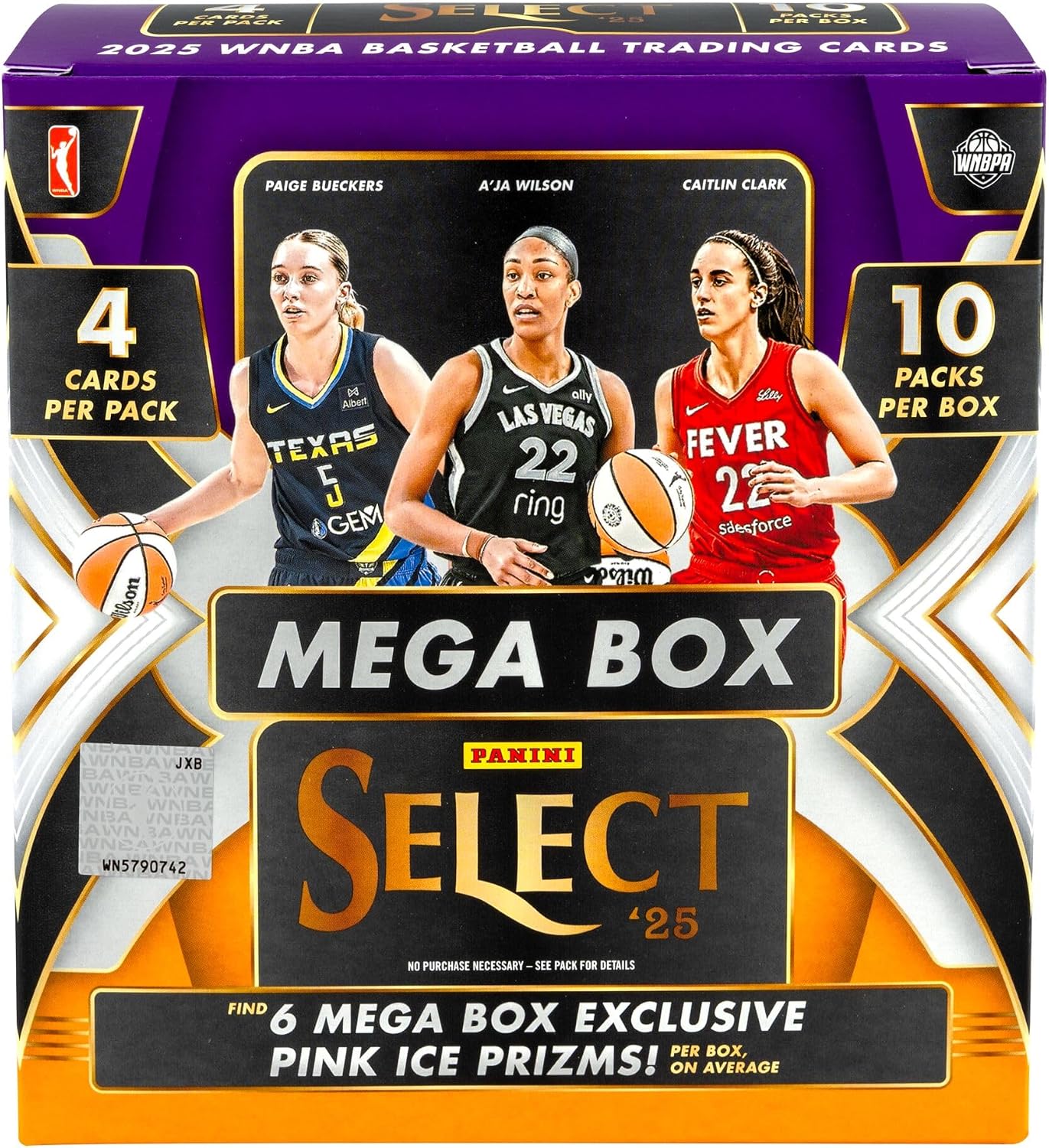 2025 Panini Select WNBA Basketball Retail Mega Box, 40 Trading Cards, 10 Packs, Pink Ice Prizms, WNBA Collectible Cards - Image 2