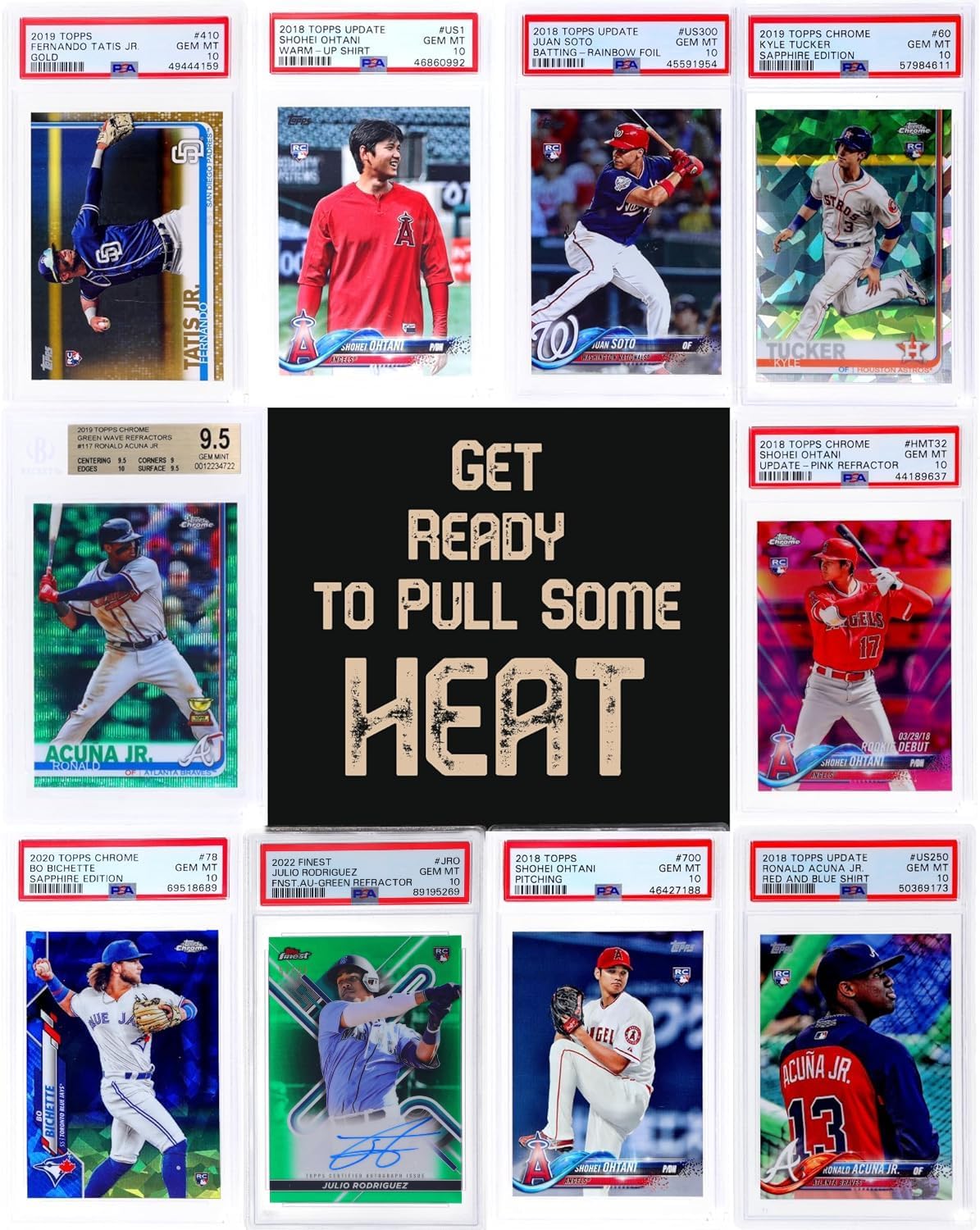Three Graded Baseball Cards Gift Box: MLB Edition │Three Premium PSA/BGS Graded 10, 9.5 or 9 Cards │Potential Rookie Autographs & Numbered RC Refractors│Gift for Baseball Fans│by Slabs of Heat - Image 2