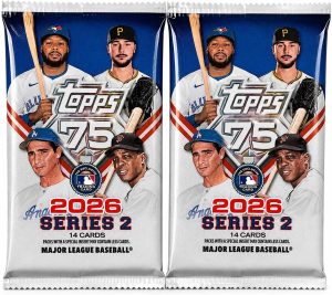 2026 Topps Series 2 Baseball Trading Card Value Bundle, 2 Exclusive Factory Sealed MEGA Foil Packs, 28 Cards Total, MLB Trading Cards for Collectors