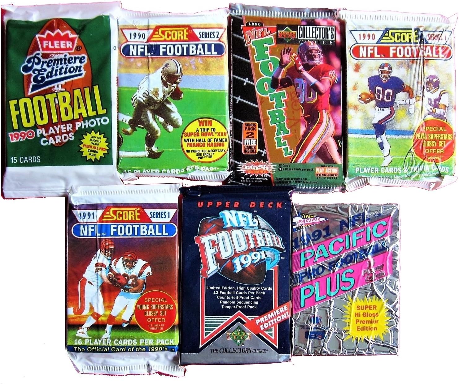 100 Vintage Football Cards in Old Sealed Wax Packs - Perfect for New Collectors - Image 3